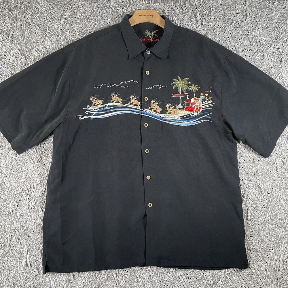 Bamboo Cay Hawaiian Shirt Men’s XL Christmas Limited Edition Santa Black Beach